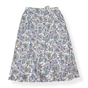 National Ultra Softs Midi Skirt with Pockets Womens M Medium White Blue Floral